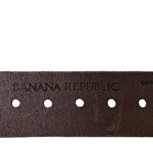 Banana Republic Brown Leather Belt With Brass Coloured Buckle Size S - Picture 5 of 6